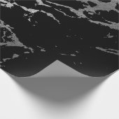黒大理石シルバーシャイニー深いグレーシャドウ ラッピングペーパー (角)