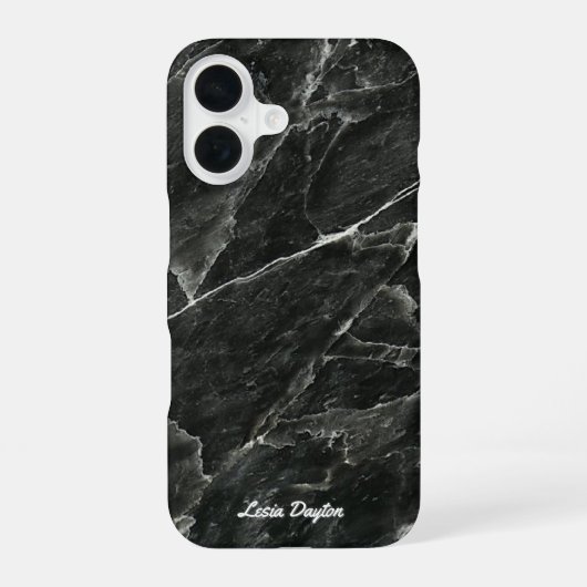 黒大理石スクリプト名 iPhone 16ケース (裏面)