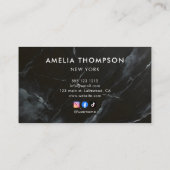 黒大理石ソーシャルメディガーリーアスクリプト 名刺 (裏面)