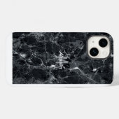 黒大理石テクスチャモノグラム名 Case-Mate iPhoneケース (裏面 (横))