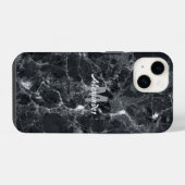 黒大理石テクスチャモノグラム名 iPhoneケース (裏面横)