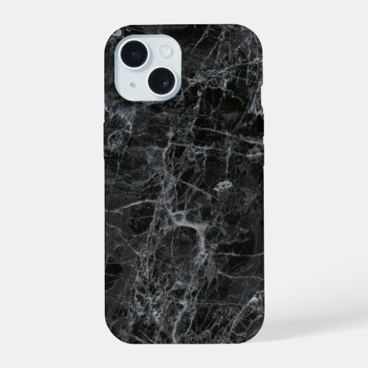 黒大理石テクスチャ iPhone 15ケース (裏面)