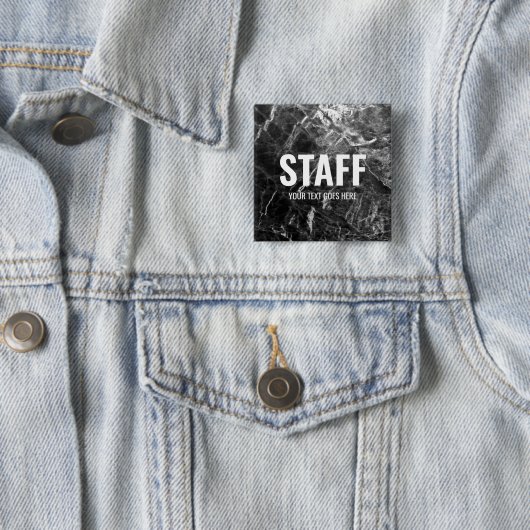 黒大理石テンプレートカスタマイズ可能な文字スタッフ 缶バッジ (インサイチュ)