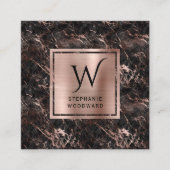 黒大理石バラ金ゴールドブラシ付きフォイルモノグラム スクエア名刺 (正面)