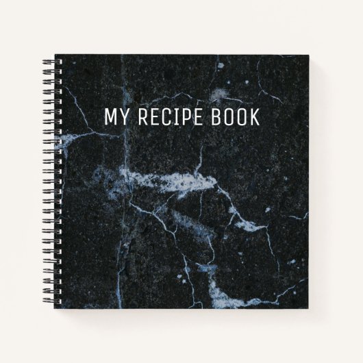 黒大理石パターンレシピ本 ノートブック (正面)