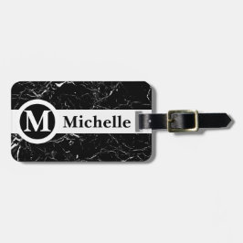 黒大理石パーソナライズされた中心線 ラゲッジタグ
