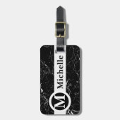 黒大理石パーソナライズされた中心線 ラゲッジタグ (正面縦)