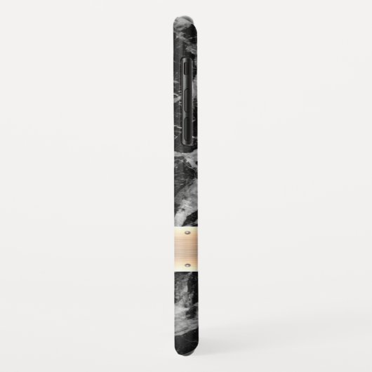 黒大理石フェイクと金銀ストライプ製 Case-Mate iPhoneケース (裏面/左)