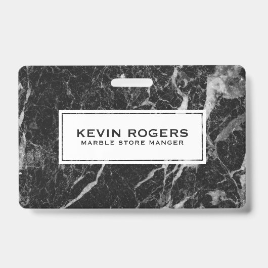 黒大理石フェイク白アクセント バッジ (正面)