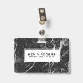 黒大理石フェイク白アクセント バッジ (裏面 （クリップ付）)