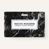 黒大理石フェイク白アクセント バッジ (正面)