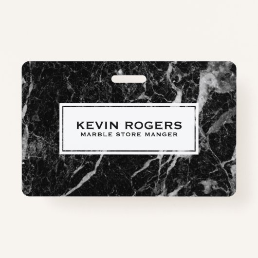 黒大理石フェイク白アクセント バッジ (正面)