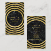 黒大理石フェイク金ゴールド丸線ソーシャルメディア 名刺 (正面/裏面)