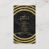 黒大理石フェイク金ゴールド丸線ソーシャルメディア 名刺 (裏面)