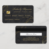 黒大理石フェイク金ゴールドGeo明細行クレジットカード 名刺 (正面/裏面)
