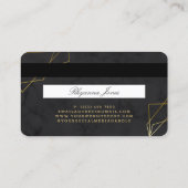 黒大理石フェイク金ゴールドGeo明細行クレジットカード 名刺 (裏面)