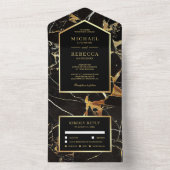 黒大理石フェイク金箔結婚ズ オールインワン招待状 (内側)