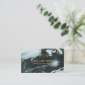 黒大理石ブルーエレガント金ゴールドモダンユニーク 名刺 (スタンド正面)