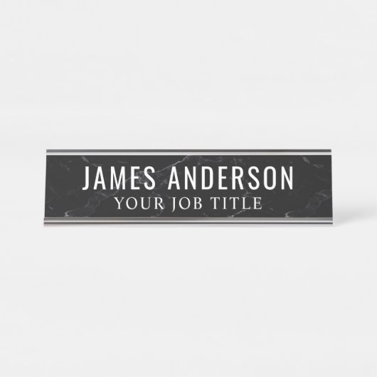 黒大理石モダン事務所従業員 デスクネームプレート (正面)