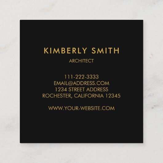 黒大理石モダン金ゴールドプロフェッショナル スクエア名刺 (裏面)