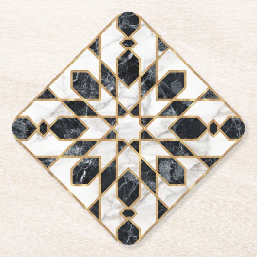 黒大理石モロッコモザイク ペーパーコースター (正面)