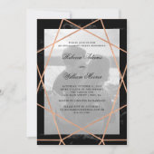 黒大理石上のジオメトリ|フォト婚約パーティ 招待状 (正面)