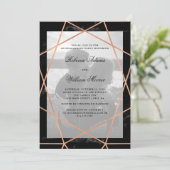 黒大理石上のジオメトリ|フォト婚約パーティ 招待状 (スタンド正面)