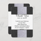 黒大理石及び銀グリッターパネルデザイン サンキューカード (正面/裏面)