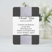 黒大理石及び銀グリッターパネルデザイン サンキューカード (スタンド正面)