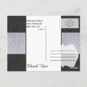 黒大理石及び銀グリッターパネルデザイン ポストカード (裏面)