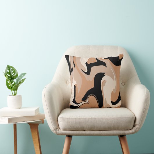 黒大理石旋回パターン装飾用クッション クッション (椅子)