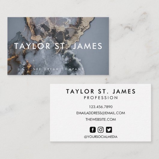 黒大理石水色プロフェッショナル名刺 名刺 (正面/裏面)