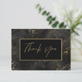 黒大理石灰金ゴールド縁ど サンキューカード (スタンド正面)