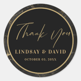 黒大理石灰金ゴールド縁ど ラウンドシール