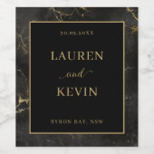 黒大理石灰金ゴールド縁ど ワインラベル (シングルラベル)