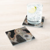 黒大理石瑪瑙ジオードストーンフェイクコースター ガラスコースター (アングル)