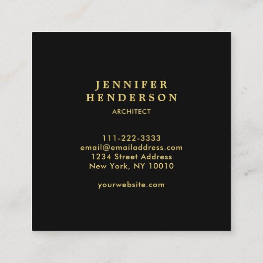 黒大理石金ゴールドプロフェッショナル スクエア名刺 (裏面)