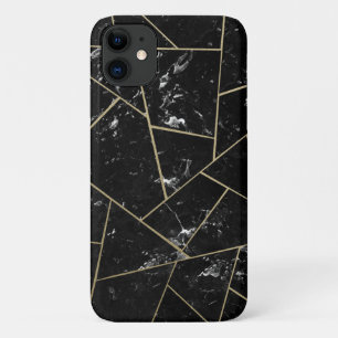 黒大理石金ゴールド幾何学ガラス#1 iPhone 11 ケース