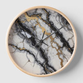 黒大理石金ゴールド 壁時計 (正面)