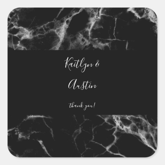 黒大理石2角形ステッカー スクエアシール (正面)