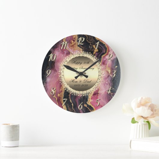 黒大理石50結婚周年記念 ラージ壁時計 (ホーム)