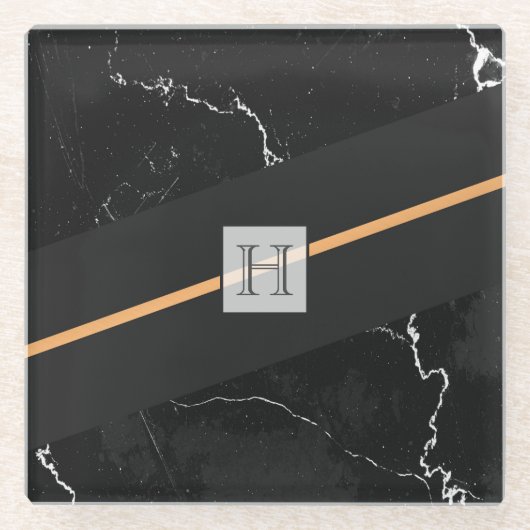 黒大理石 ガラスコースター (正面)