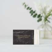 黒大理石 | ゴールデン抽象芸術線 名刺 (スタンド正面)