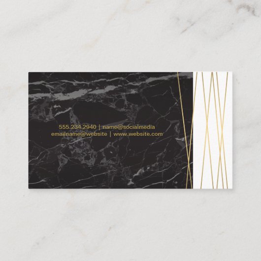黒大理石 | ゴールデン抽象芸術線 名刺 (裏面)