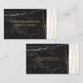 黒大理石 | ゴールデン抽象芸術線 名刺 (正面/裏面)