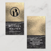 黒大理石 |ゴールドフォイルのカラーブロック 名刺 (正面/裏面)