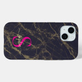 黒大理石 ゴールドラメ モノグラム Case-Mate iPhoneケース (裏面 (横))