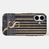 黒大理石 ゴールドラメ モノグラム Case-Mate iPhoneケース (裏面 (横))