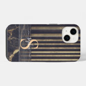 黒大理石 ゴールドラメ モノグラム iPhoneケース (裏面横)