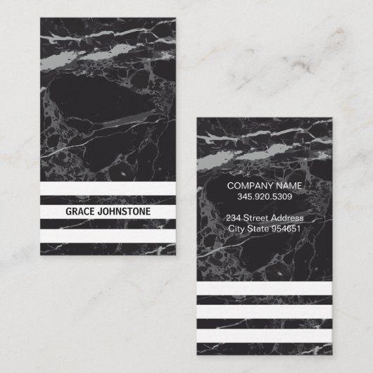 黒大理石 |ストライプのバー 名刺 (正面/裏面)